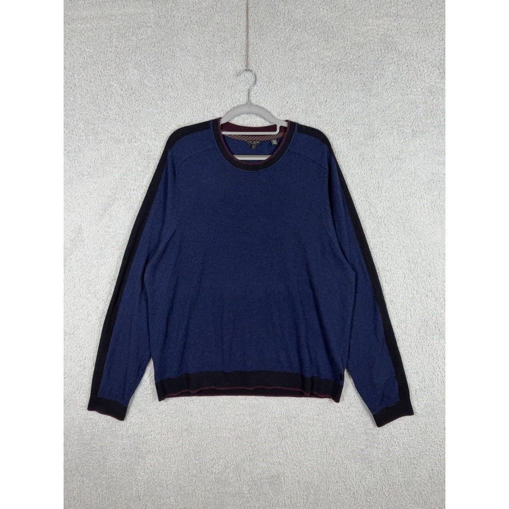 Ted Baker London Wool‎ Blend Crewneck Navy Sweater Ted Size 7 US 3XL